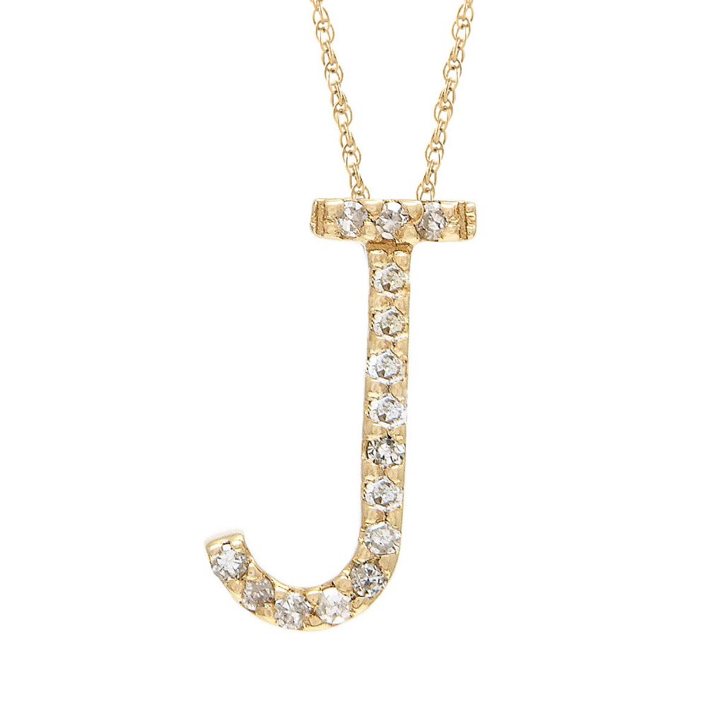 Diamond J Initial Necklace