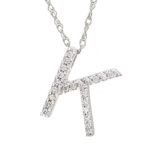 Diamond K Initial Necklace