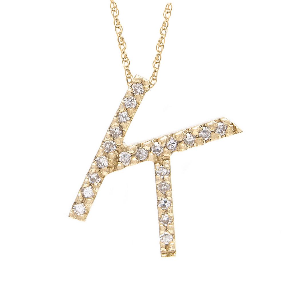 Diamond K Initial Necklace