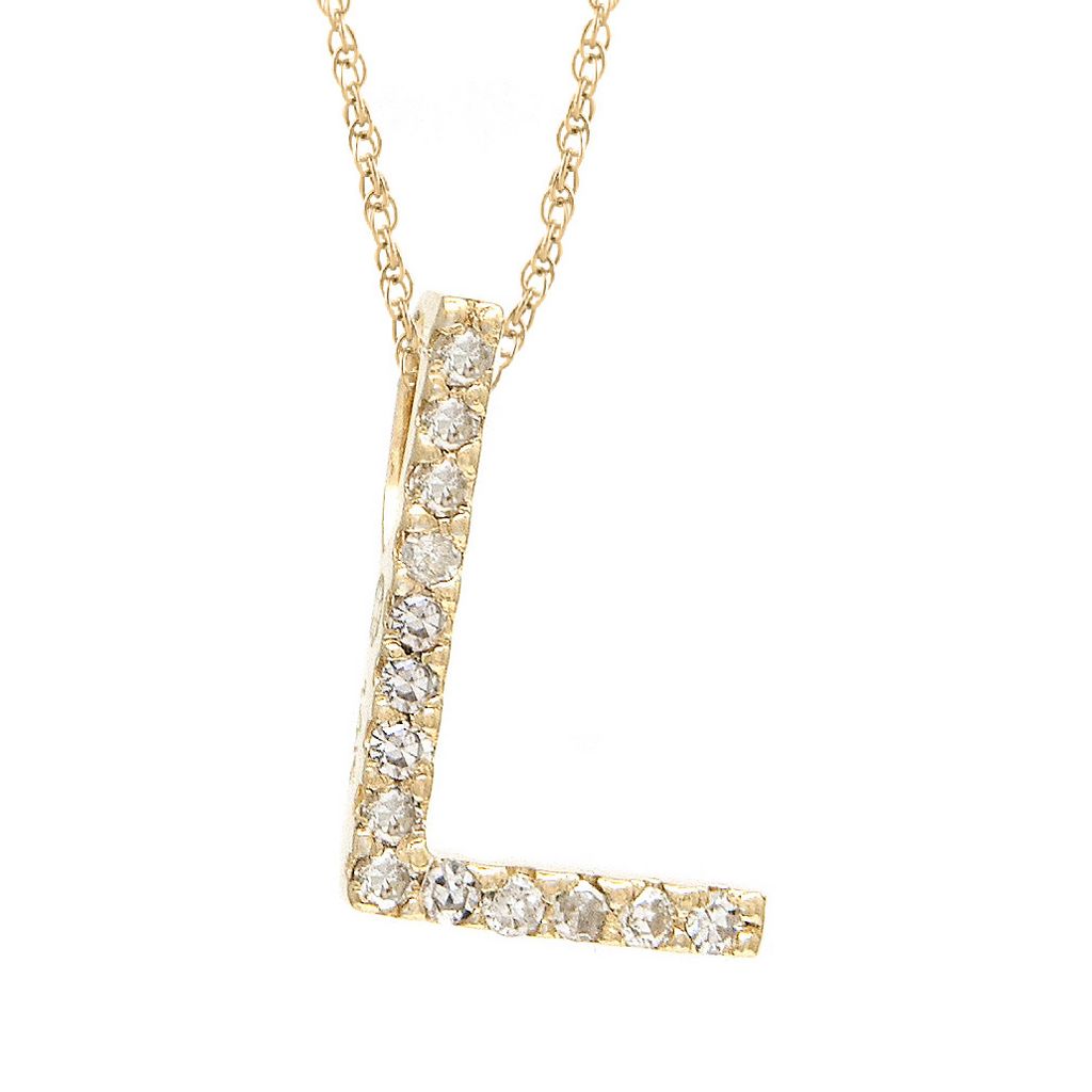 Diamond L Initial Necklace