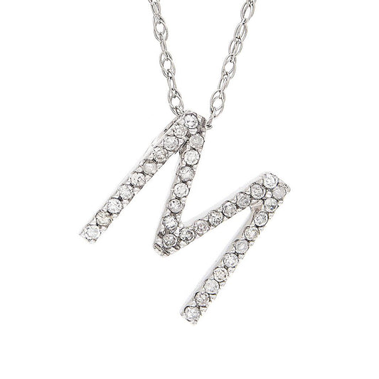 Diamond M Initial Necklace