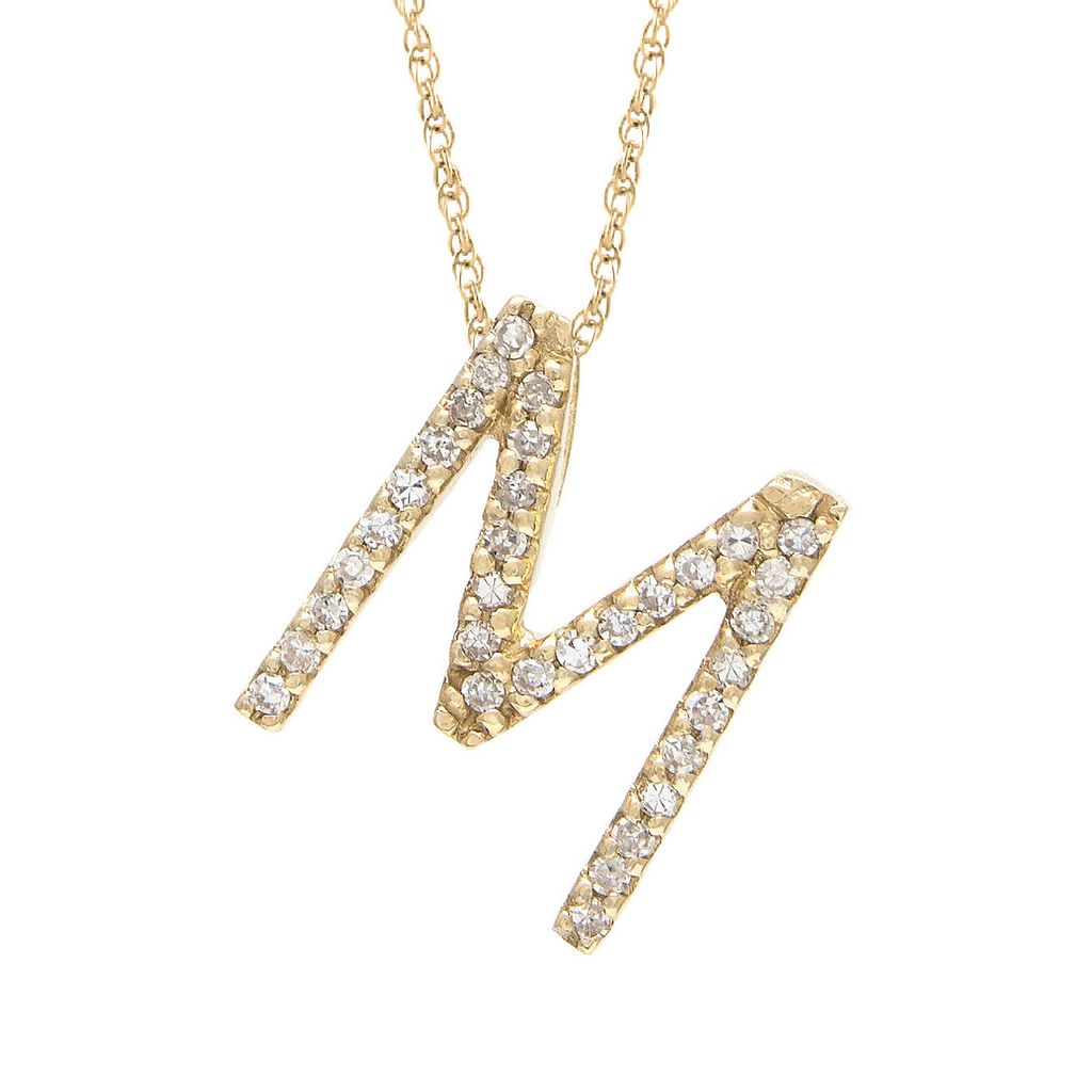 Diamond M Initial Necklace