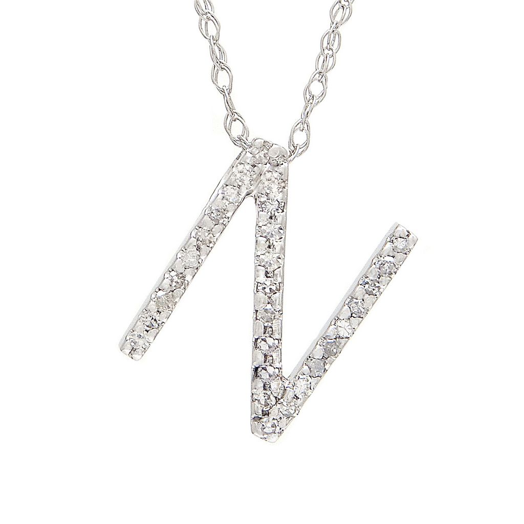 Diamond N Initial Necklace