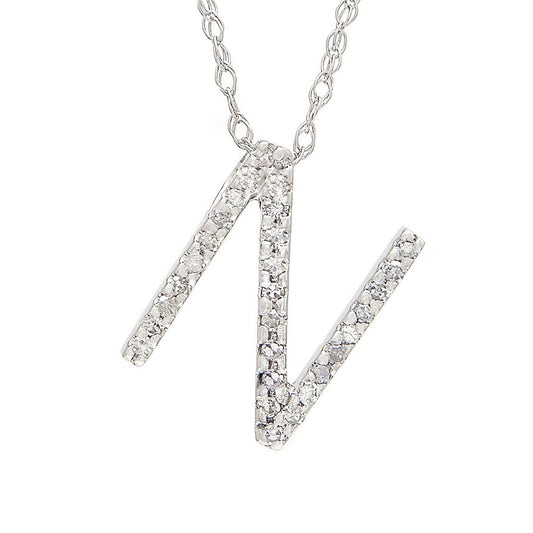 Diamond N Initial Necklace