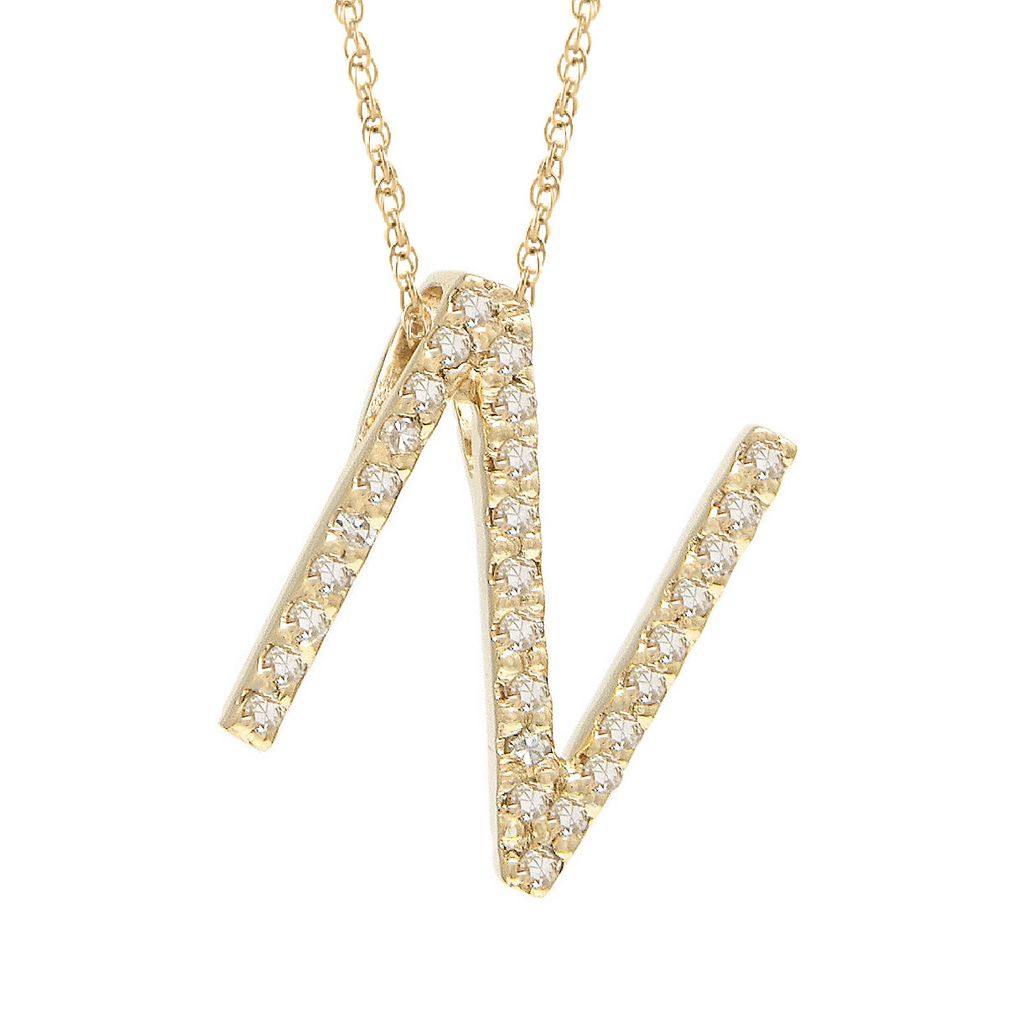 Diamond N Initial Necklace