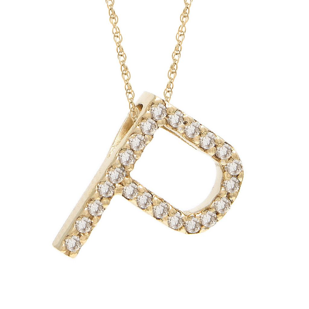 Diamond P Initial Necklace