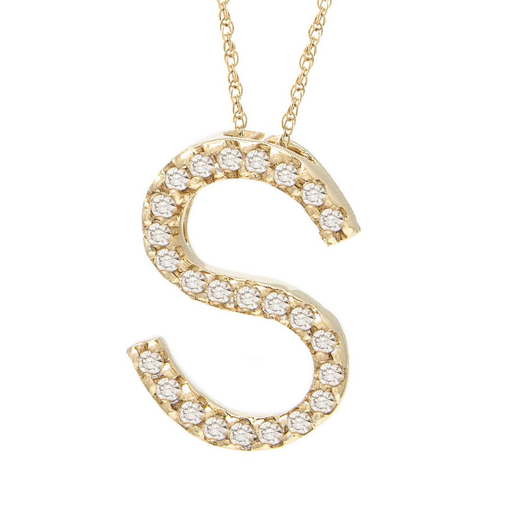 Diamond S Initial Necklace