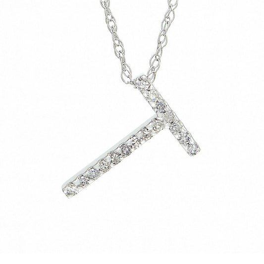 Diamond T Initial Necklace