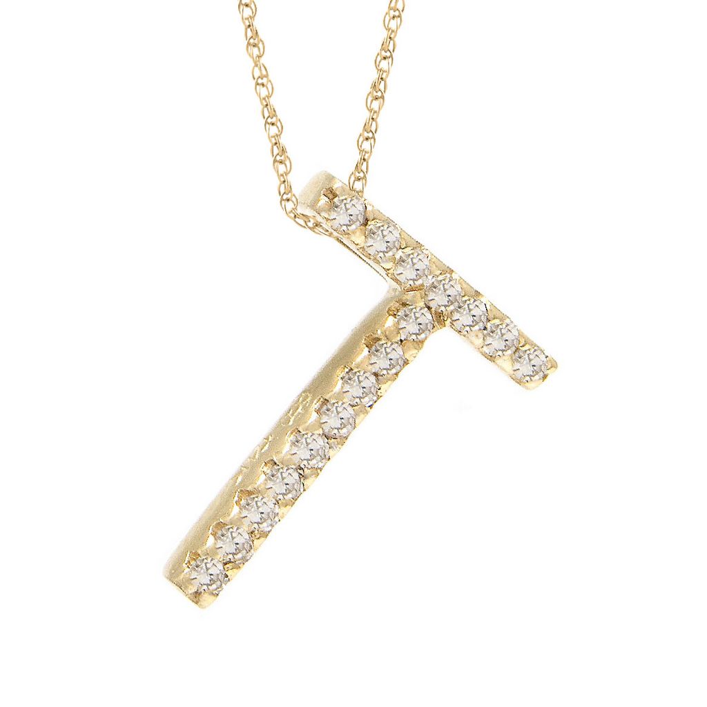 Diamond T Initial Necklace