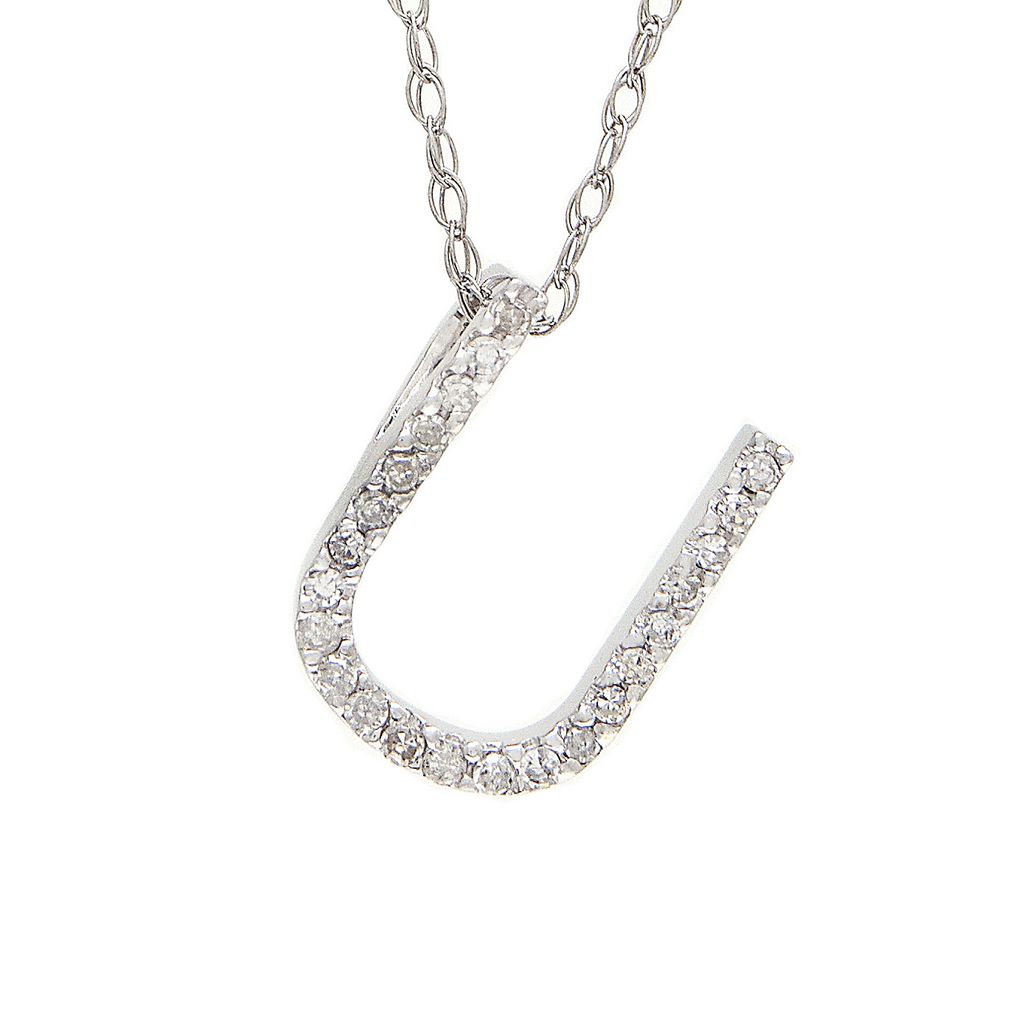 Diamond U Initial Necklace