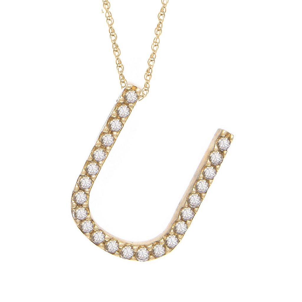 Diamond U Initial Necklace