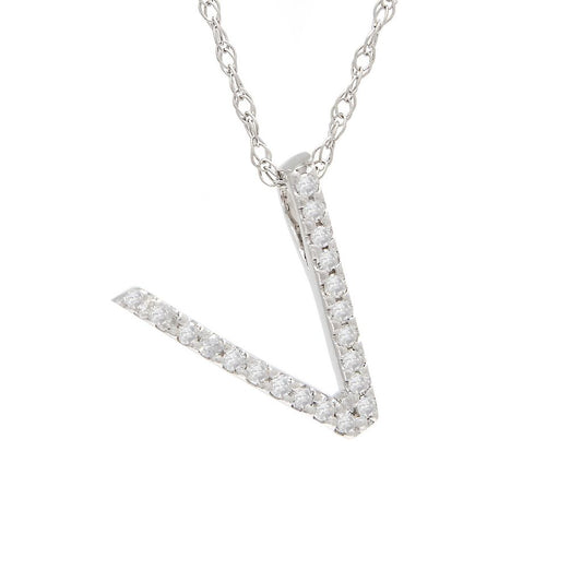 Diamond V Initial Necklace