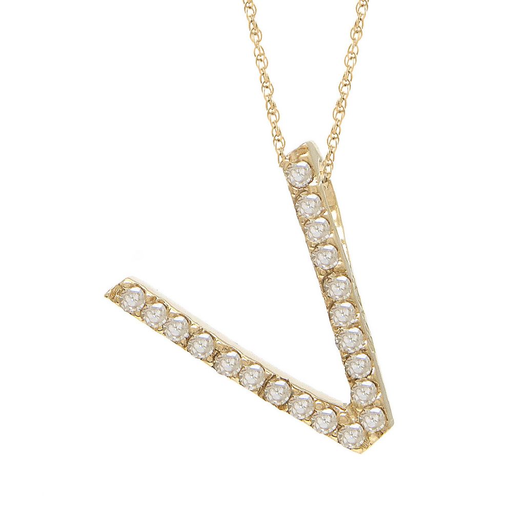 Diamond V Initial Necklace