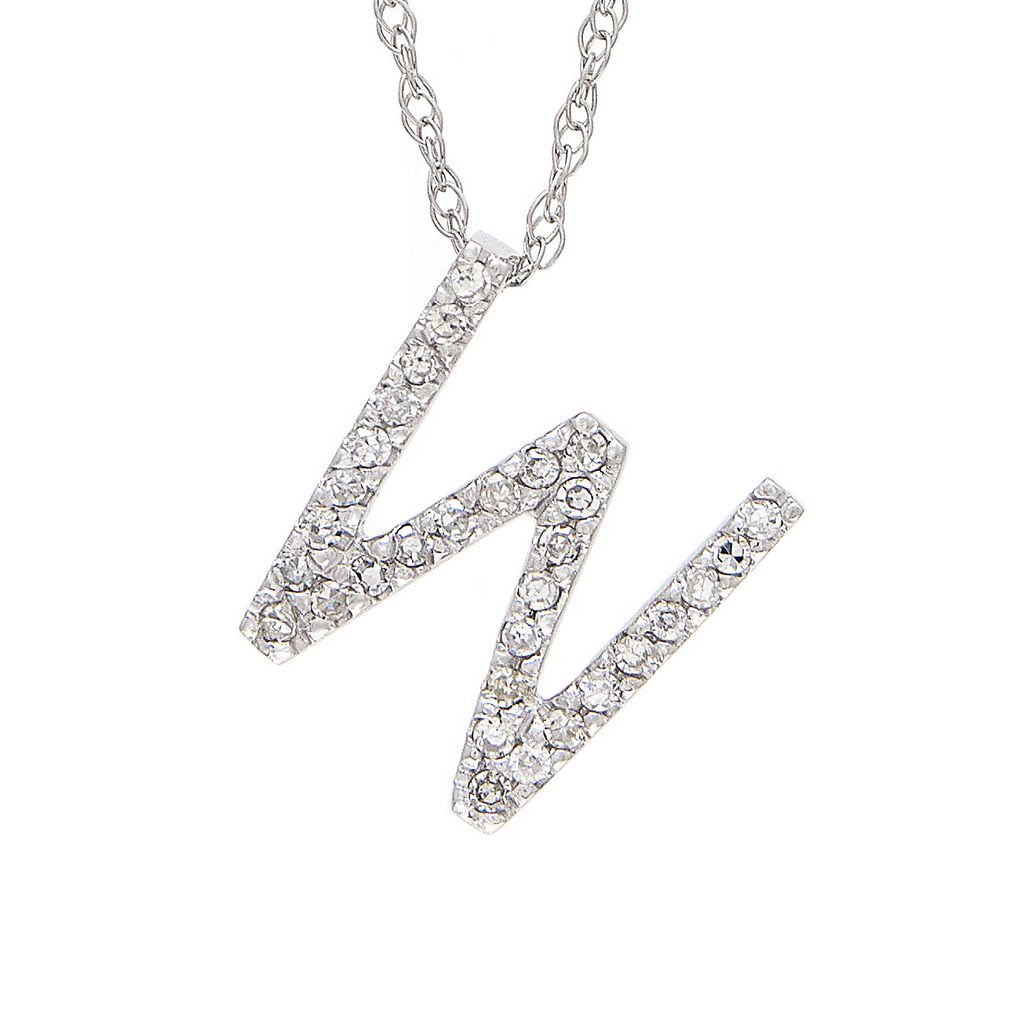 Diamond W Initial Necklace