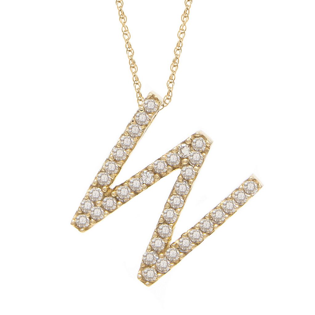 Diamond W Initial Necklace