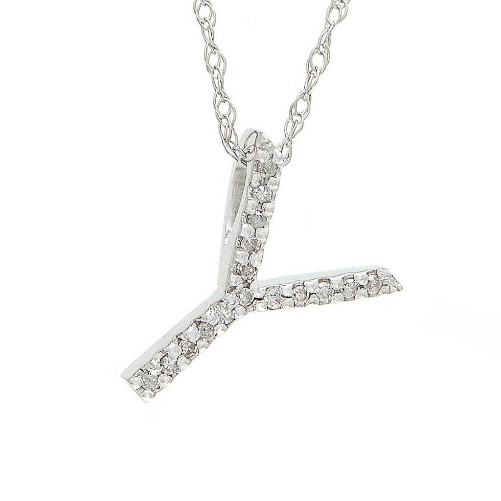 Diamond Y Initial Necklace